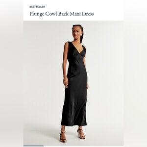 Women’s Plunge Cowl Back Maxi Dress from Abercrombie, Black, Size Large